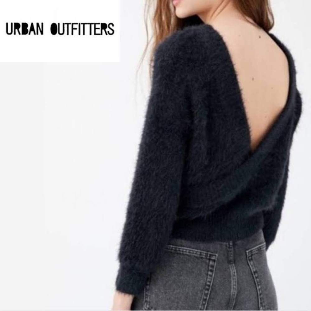 Baby blue UO Elsa fuzzy surplice back sweater 💜